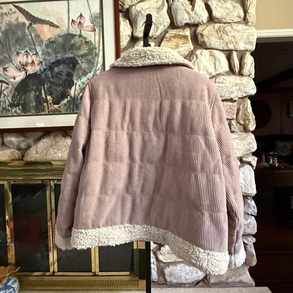 NWT UpWest women’s lined corduroy jacket hands free bomber in rose blush - Picture 6 of 10